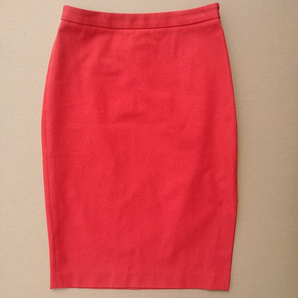Banana Republic lightweight cotton midi pencil skirt orange red size 2
